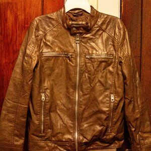 Guess Men's Leather Brown Jacket
